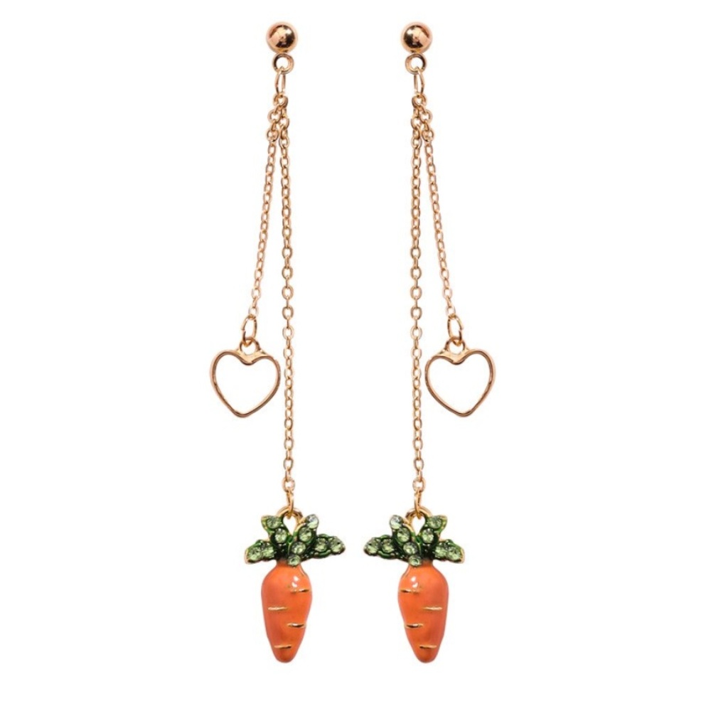Orange Carrot Heart Dainty Drop Cartoon Earrings